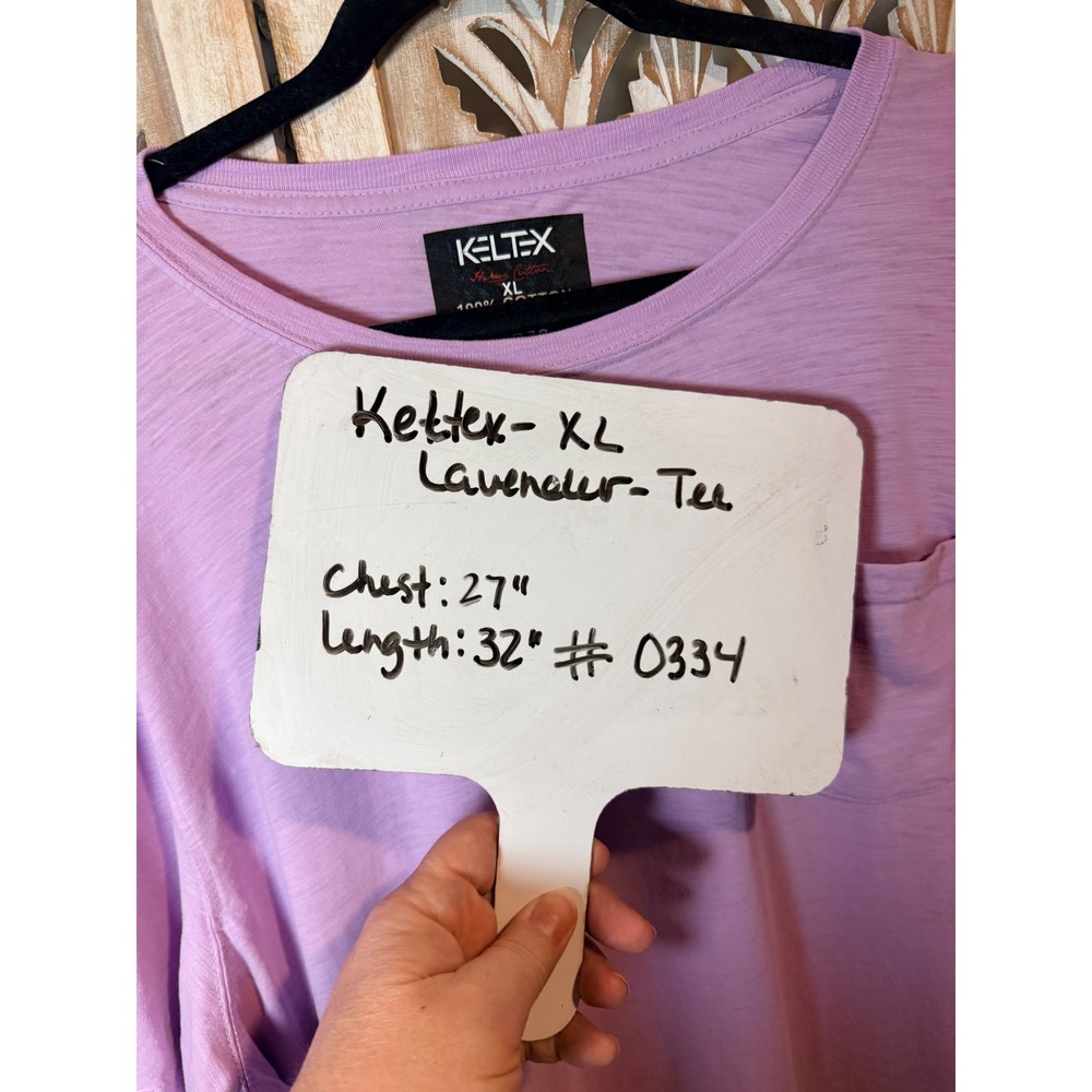 Keltex Womens XL Lavender Purple Slub Cotton Oversized Pocket T-Shirt Tee 0334 - Picture 5 of 5